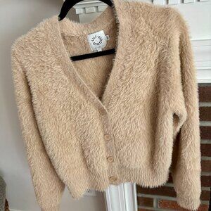 Fuzzy Eyelash V-Neck Cardigan